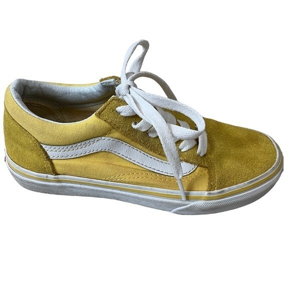 Kids Mustard Yellow White Vans size 2 - Picture 1 of 9